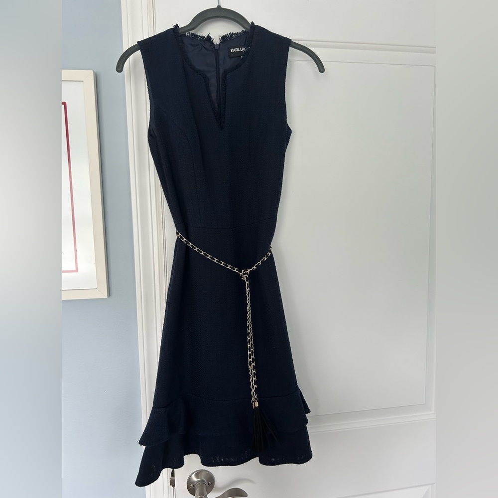 Navy Karl Lagerfeld Dress with chain belt